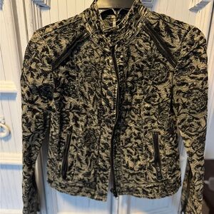 Free People Black and Gray Bomber Jacket